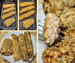 Saumon croustillant à la moutarde, miel et thym, parfait pour un repas rapide.